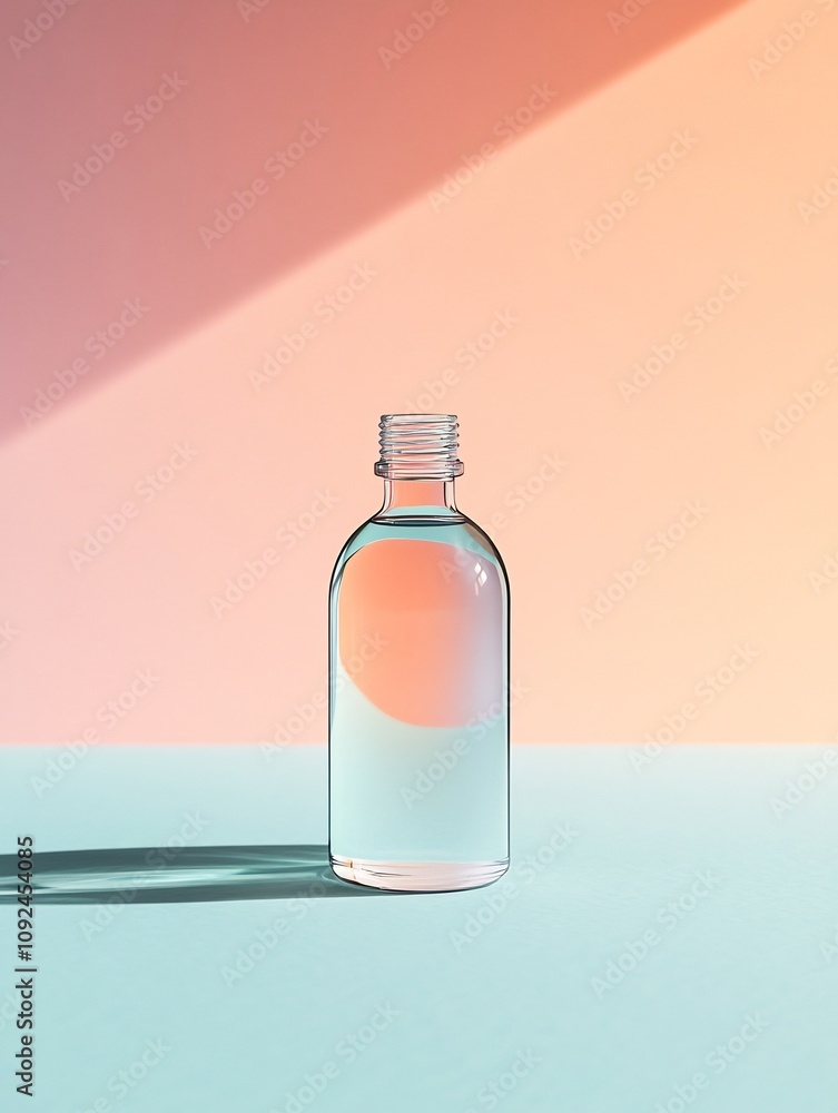 Aufkleber minimalist bottle mockup on gradient background in studio setup