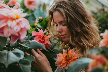 Naklejka premium Generative AI Image of a Person Holding a Vibrant Spring Flower Bouquet in Garden