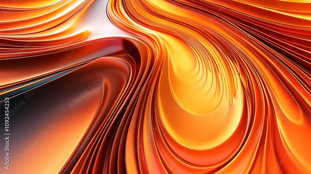 Poster Abstract orange and red swirling lines creating a dynamic visual flow