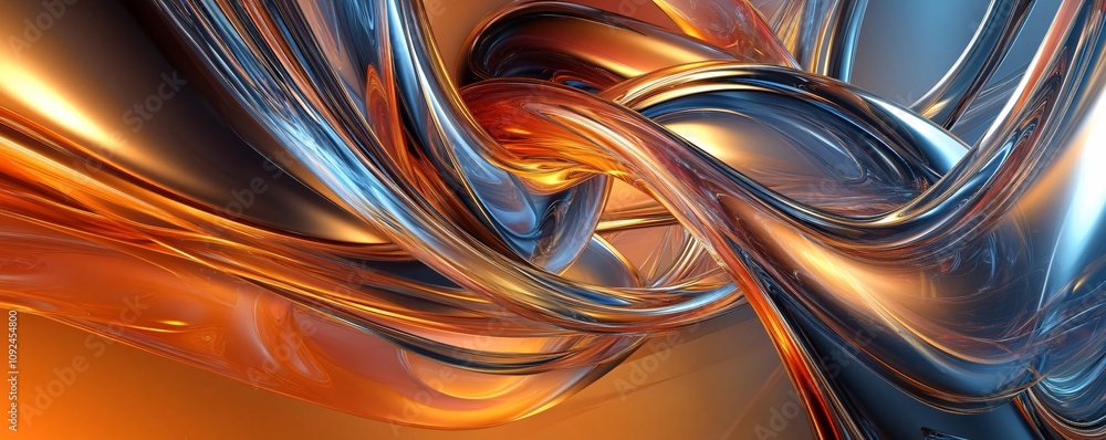 Poster abstract metallic strands intertwining in dynamic flow