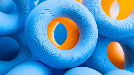 Abstract 3D Blue and Orange Rings Background