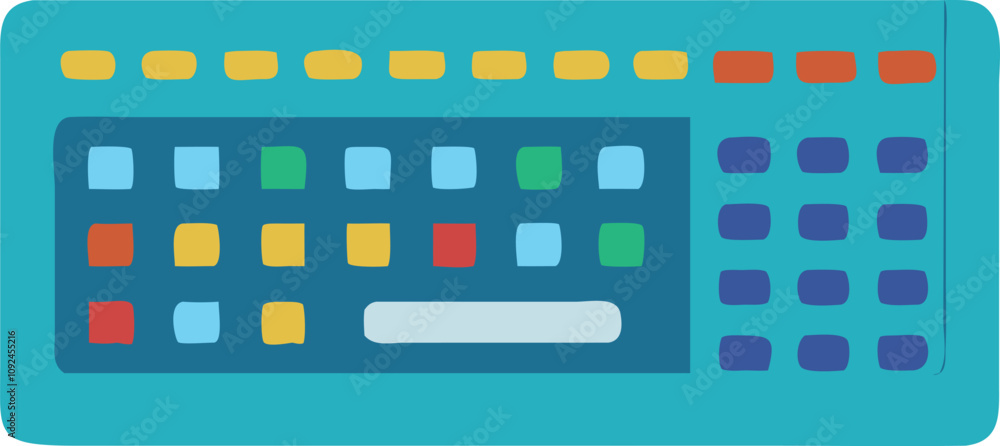 Poster colorful computer keyboard illustration, illustration of a colorful computer keyboard with multicolo