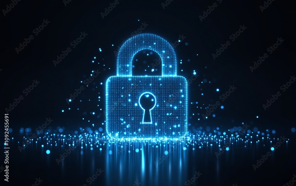 Poster digital padlock cyber security data protection encryption