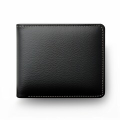 Fototapeta premium Closeup Photo of Stylish Black Leather Wallet on White Background