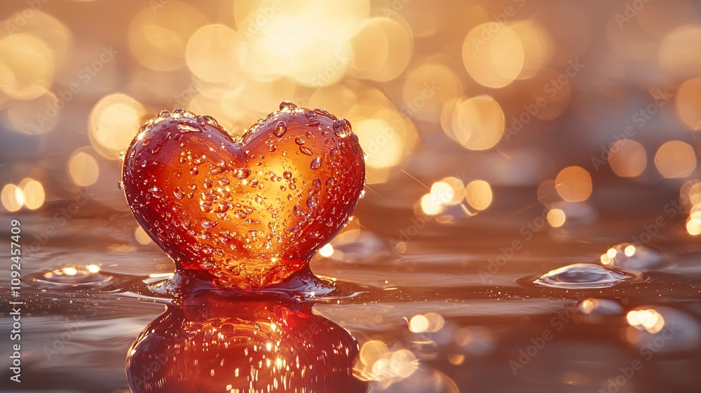 Poster Soft focus image of a stethoscope and heart on a light gradient surface representing calm and healing Stock Photo with side copy space