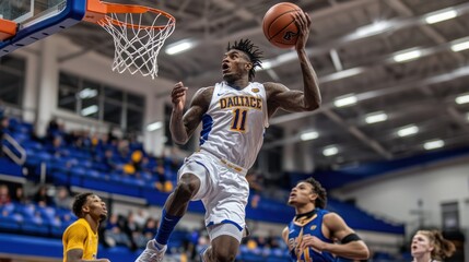 Basketball Player Soaring for Slam Dunk Action