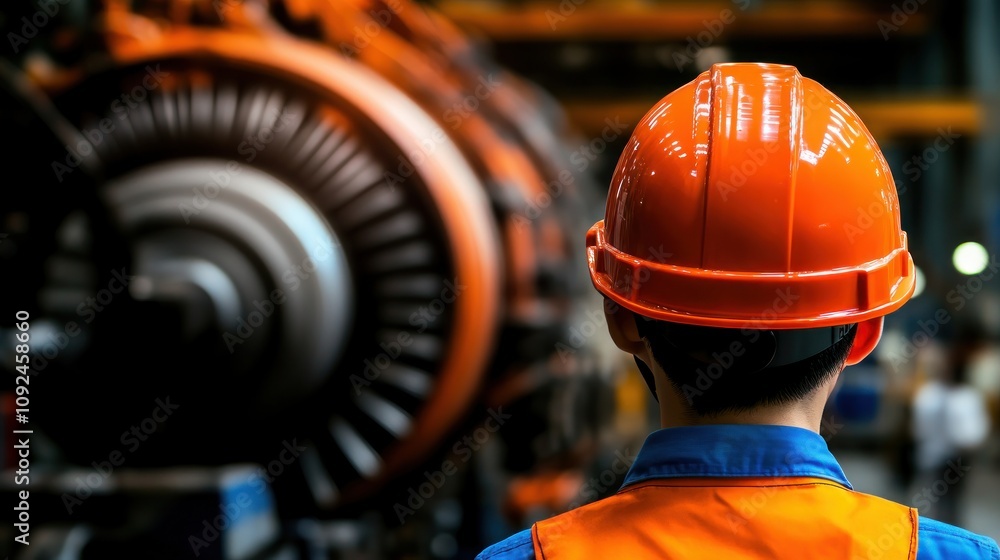 Aufkleber Industrial worker overseeing machinery operations in factory setting engineering concept