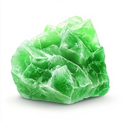 Fototapeta premium Photo of Vibrant Green Jade Crystal on Plain White Background