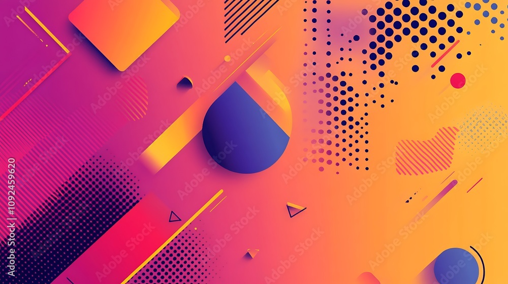Poster abstract geometric design with vibrant gradient colors and dynamic shapes