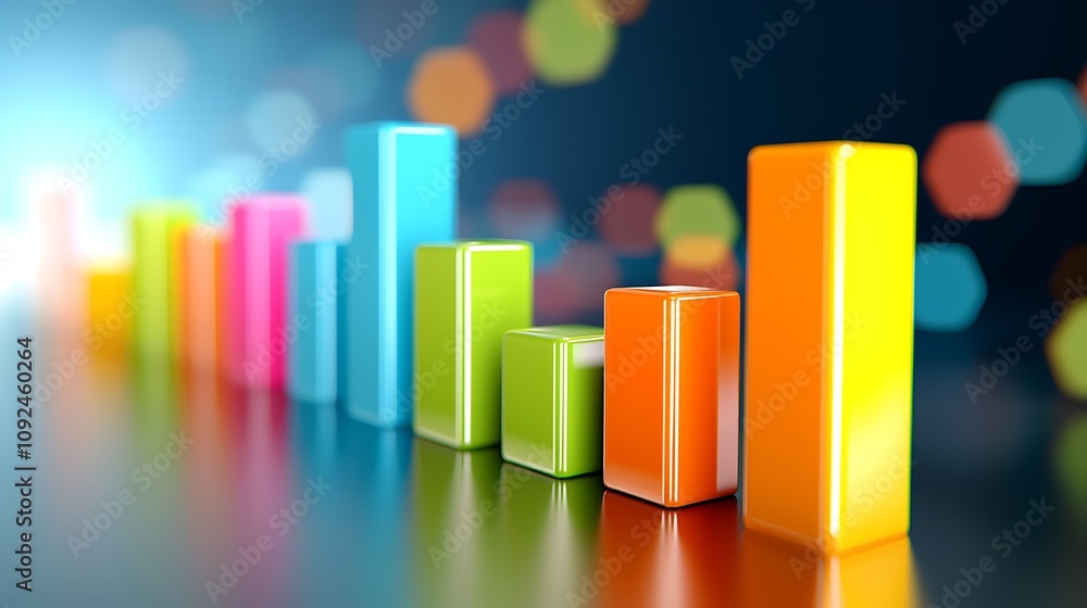 Poster colorful graph data visualization on gradient background
