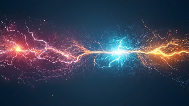 A powerful lightning bolt design surrounded by electric currents, leaving a section for a tagline