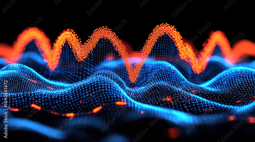 Aufkleber Dynamic sound waves visualization digital art virtual environment abstract concept colorful design