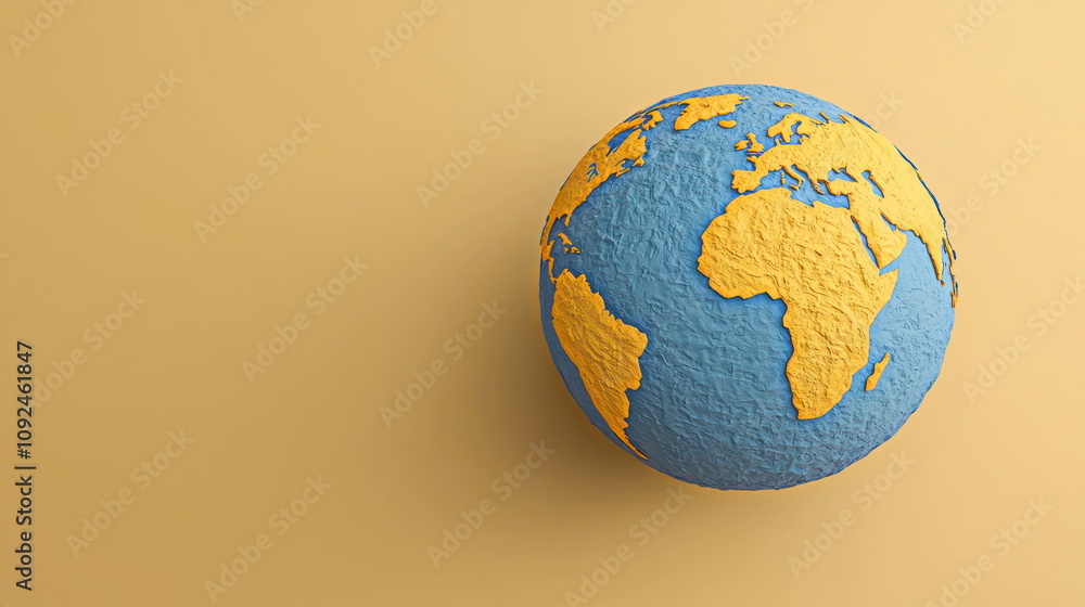 Poster global map representation home office digital art minimalist design top-down view geography concept