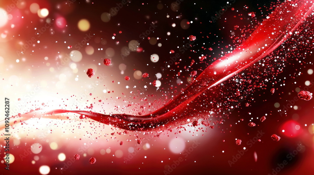 Leinwandbilder dynamic red abstract waves with sparkling effects digital art modern design creative environment
