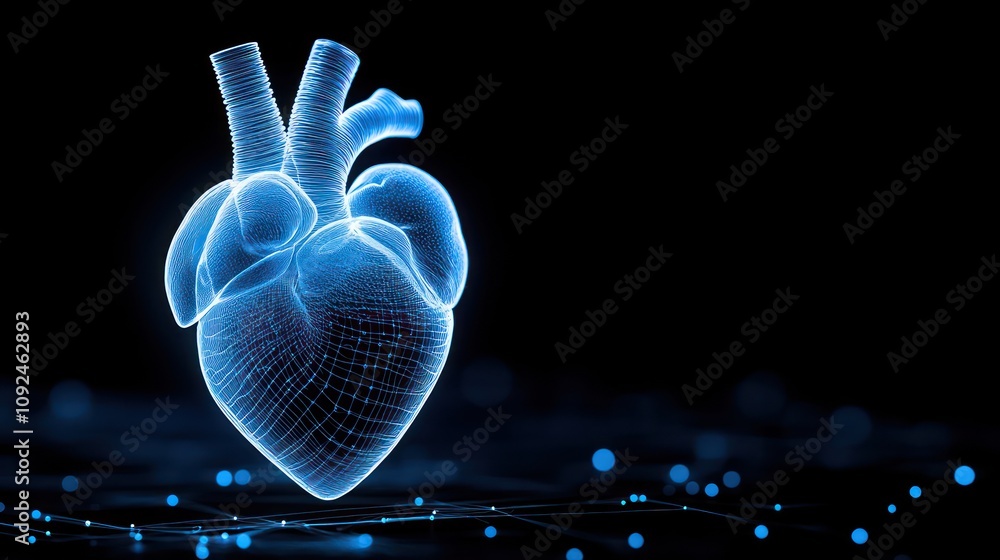 Poster digital heart visualization medical science lab 3d render futuristic environment healthcare concept