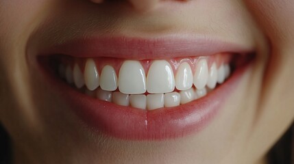 Obraz premium Bright smile showcases healthy teeth with perfect alignment and vibrant expression. Generative AI