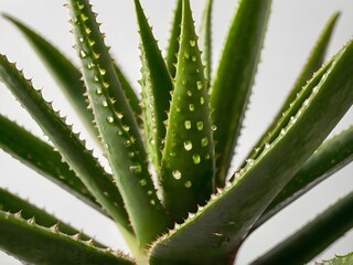 Fototapeta premium A lush aloe vera photographed at close range in a home garden