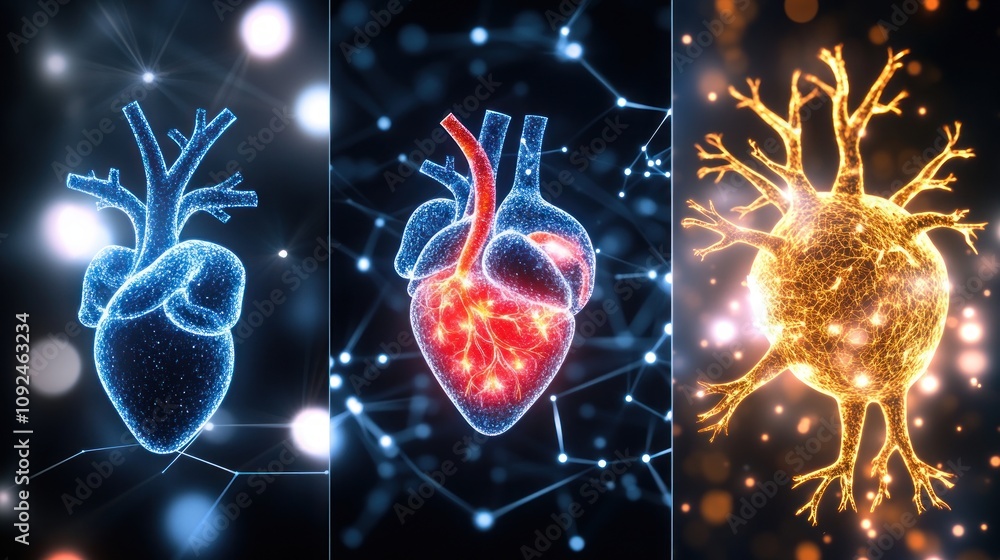 Poster digital heart visualization medical technology graphic illustration abstract environment futuristic 