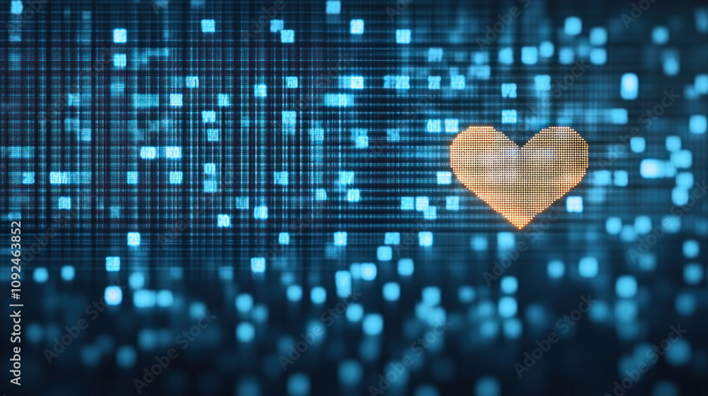 Poster Digital heartbeat exploring love in technology abstract art visual content data environment conceptual view