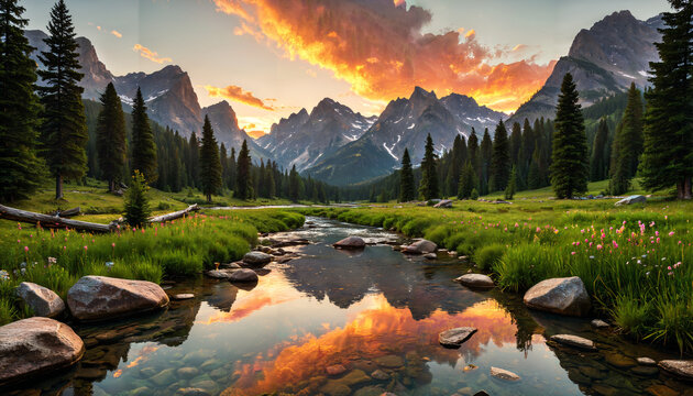 Cr&eacute;puscule sur la vall&eacute;e alpestre