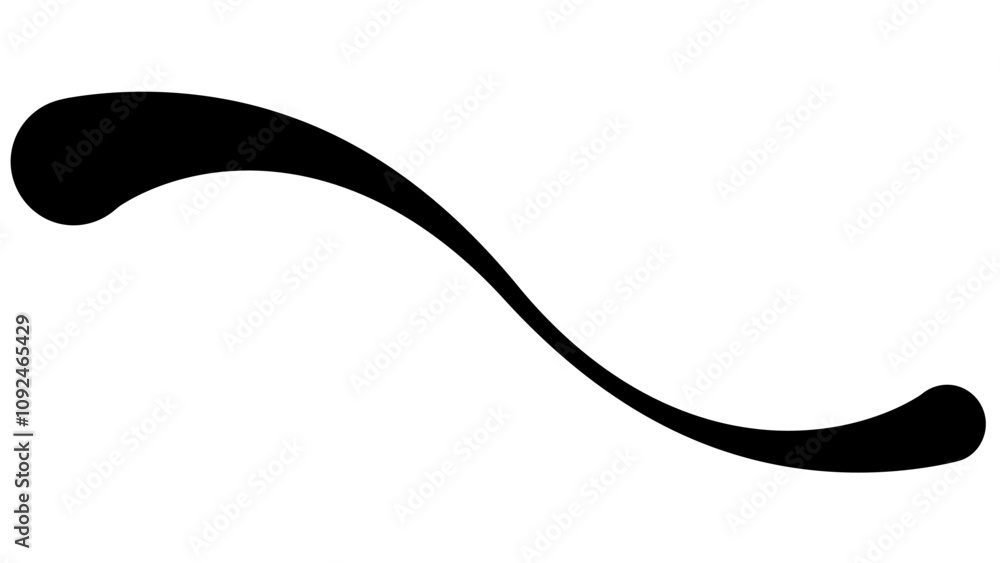 Poster Black swirl, curve swirl shape line, dynamic calligraphy curl