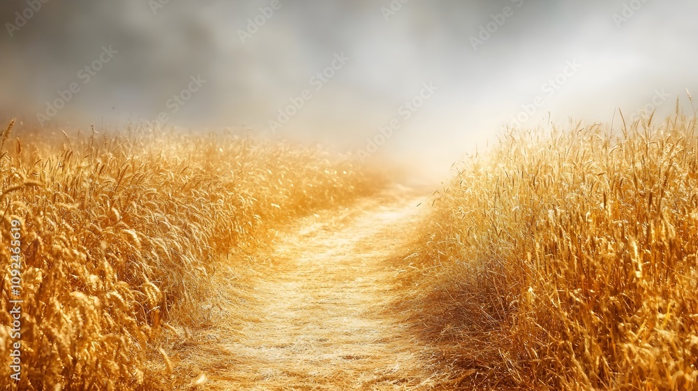 Poster a minimalist conceptual image of a blurred path leading to a distant finish line symbolizing progres