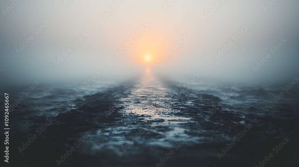 Poster minimalist conceptual image of a blurred path leading to a distant finish line symbolizing the journ