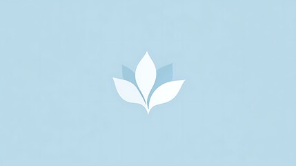 Fototapeta premium White Floral Symbol on a Light Blue Background