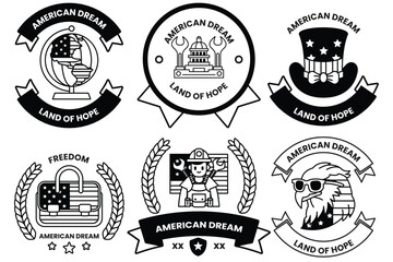Fototapeta premium A set of different American dream badges