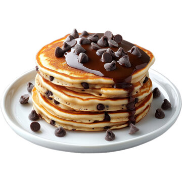 recommend clip art: stack of chocolate chip pancakes isolated on transparent background.