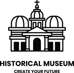 Obraz premium A black and white building with a dome on top