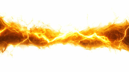 Obraz premium Abstract 3D Golden Lightning Energy Flowing Dynamically Across White Background