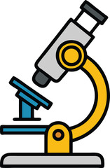Colorful Microscope Illustration for Science Themes, Detailed illustration of a microscope in vibrant colors, perfect for science, research, and educational visuals or materials.  
