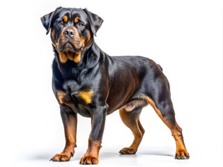 High-Quality Rottweiler Dog Full Body Shot Isolated on Transparent Background for Product Photography and Marketing Use