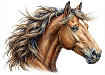 Obraz premium Isolated Horse Head Illustration on White Background for Conceptual Art and Design Projects