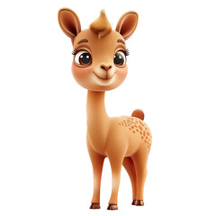 3D cute Vicuna cartoon isolated on white PNG transparent background 