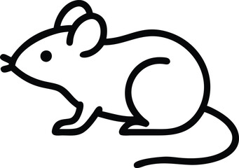 Minimalist Mouse Line Art Icon, Black-and-white line art illustration of a mouse, ideal for animal-themed designs, minimal art, and educational visuals.  
