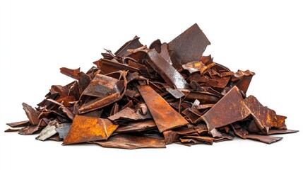 Fototapeta premium Pile of Scrap Metal Shavings with Rich Rusty Textures Perfect for Industrial Themes and Creativity in Design and Conceptual Projects