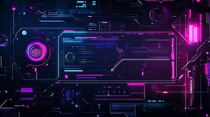 Futuristic Neon Interface with Pink and Blue Glowing Lines