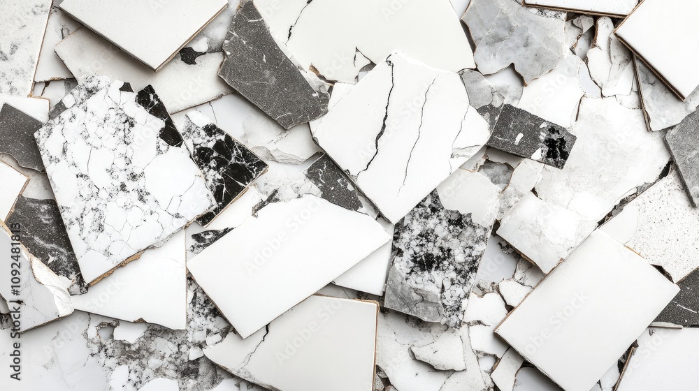 Poster a creative arrangement of various marble and stone tile samples showing different textures and patte