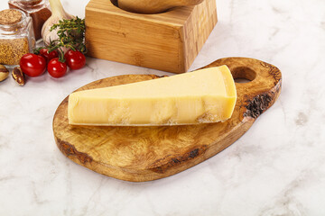 Hard parmesan cheese piece triangle