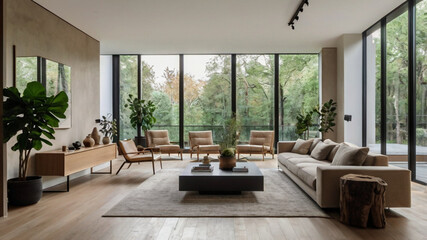 Fototapeta premium modern living room with fireplace