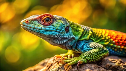 Fototapeta premium High Depth of Field Lizard Photography: Captivating Close-up of a Colorful Lizard in Its Natural Habitat, Showcasing Intricate Scales and Lifelike Details for Nature Enthusiasts and Wildlife Lovers