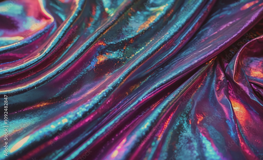 Aufkleber the fabric is a deep purple color with a shiny, metallic finish. it is long and has a sleek, modern 