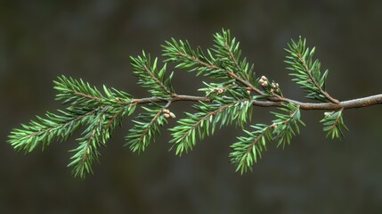 Picea abies. Norway spruce cones. Cones hanging from branch
