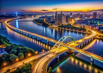 Fototapeta premium Soaring above, drones reveal the intricate beauty of urban landscapes.