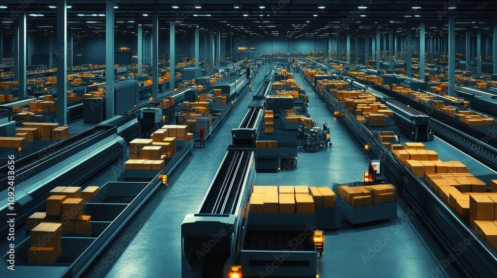 Poster automated warehouse system efficiently processes packages