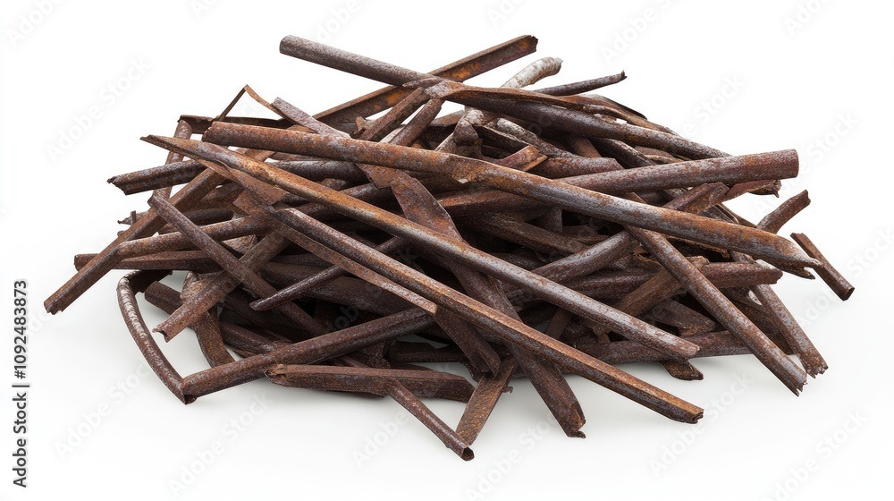 Aufkleber a close-up view of a pile of dried natural twigs on a clean background for creative projects and org