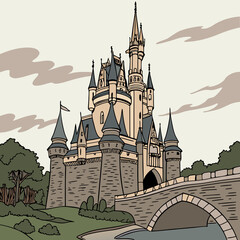 Obraz premium A whimsical cartoon castle.