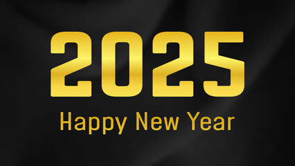 Fototapeta premium 2025 Happy New Year on dark silk background